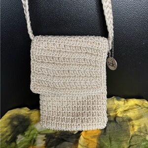 The Sak Cream Crochet Crossbody Shoulder Bag